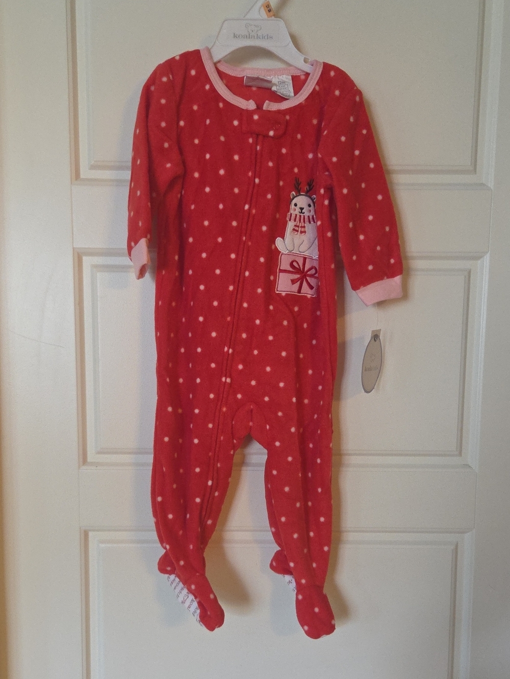Koala Kids Holiday Bear Fleece Footed Pajama Sleeper NWT